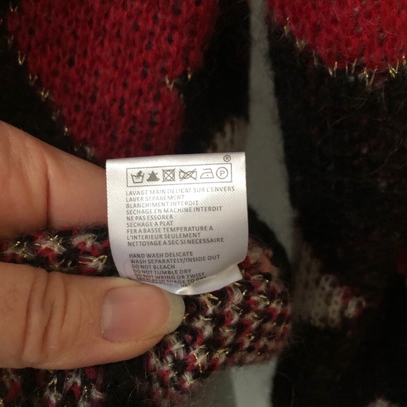 La Petite Francaise mohair wool sweater heart pattern black with pink and red - Picture 7 of 8